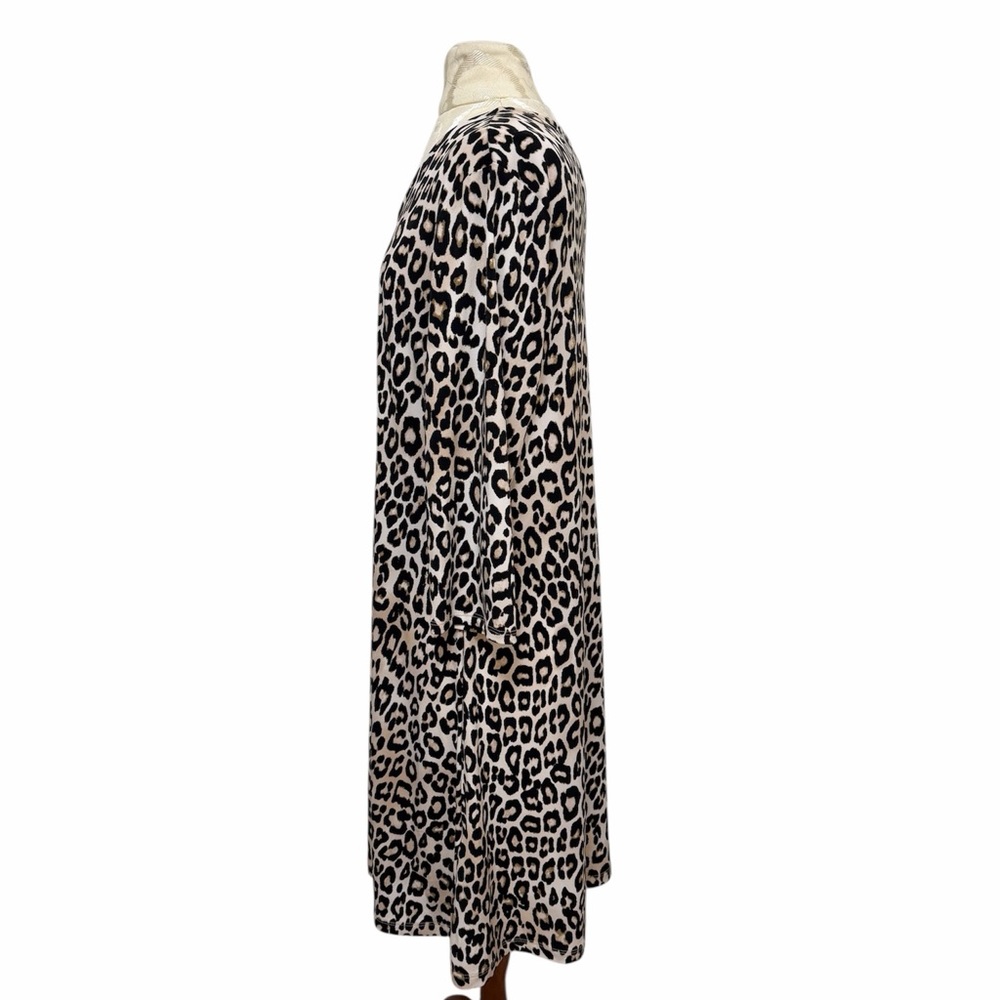 Chico’s Trapeze Leopard Animal Print Stretchy Swing Dress 3/4 Sleeve Size 8 NWT - Picture 5 of 13